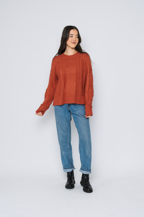 Willa-Cabled Raglan Pullover
